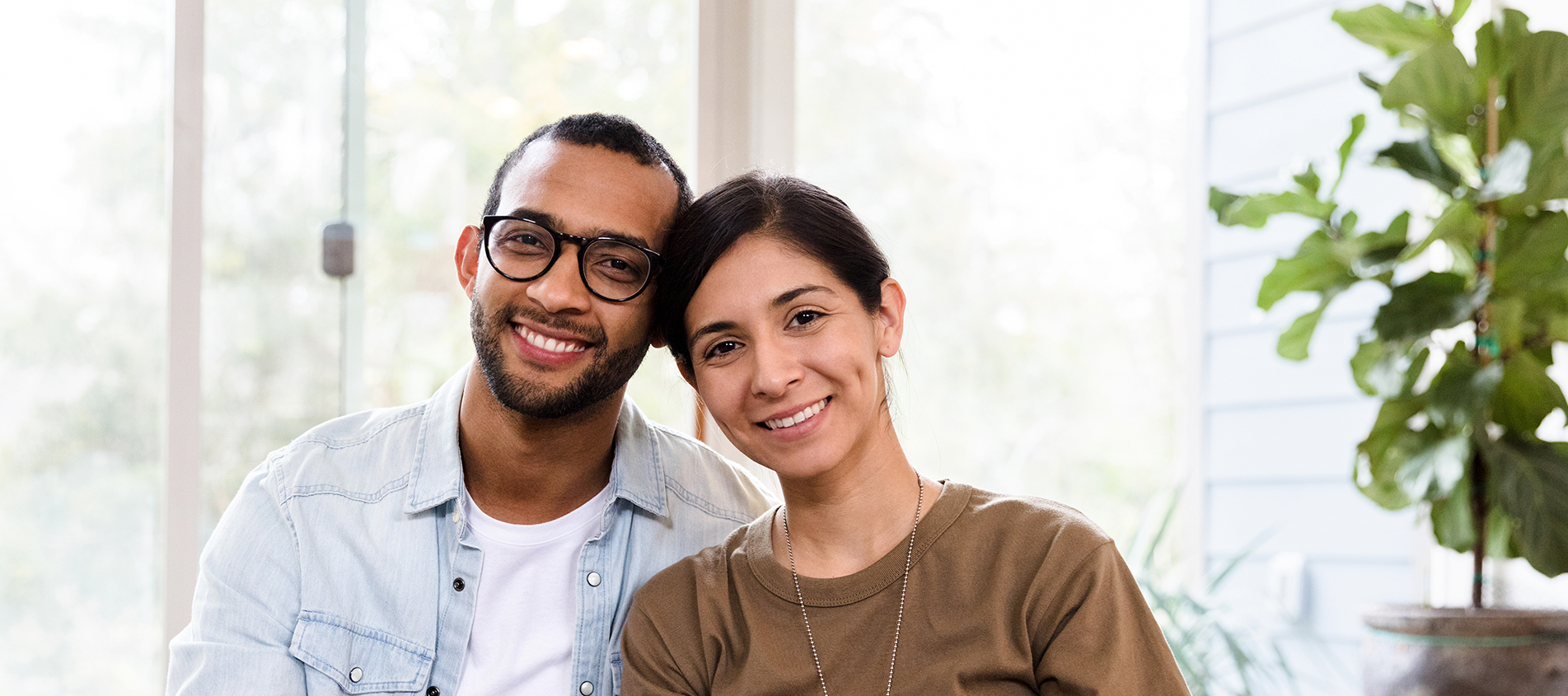 Young Couple Male Wearing Glasses